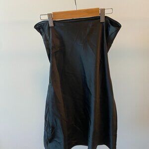 Urban Outfitters Black Strapless Satin Minidress - small